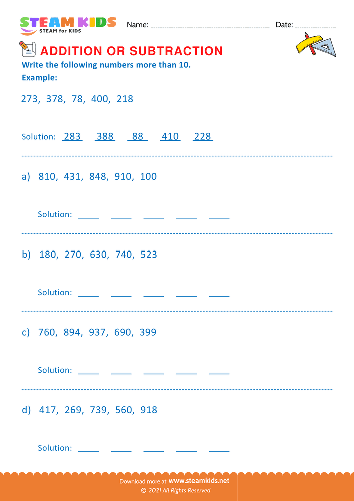 Free Math Worksheet - Complete Each Statement - Worksheet 5