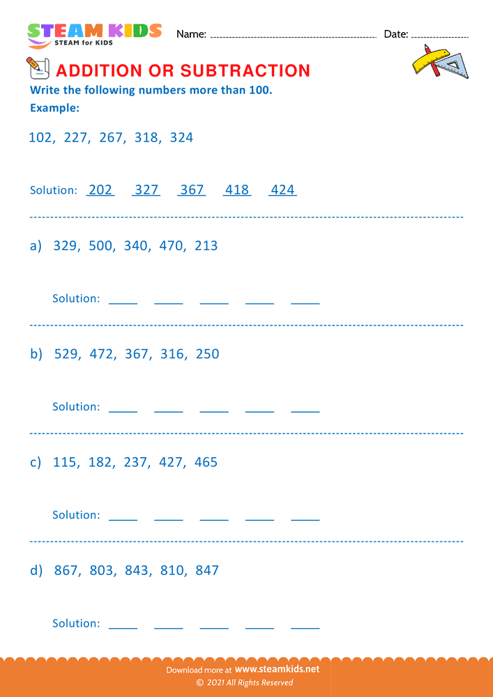 Free Math Worksheet - Complete Each Statement - Worksheet 7