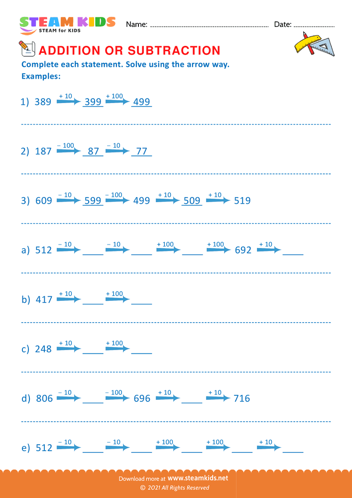 Free Math Worksheet - Complete Each Statement - Worksheet 14