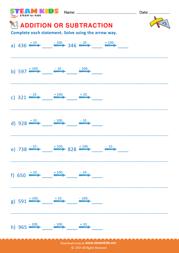 Free Math Worksheet - Complete Each Statement - Worksheet 15