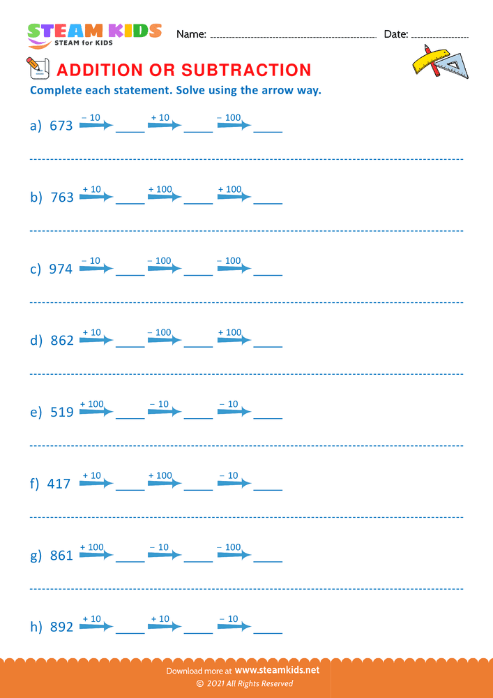 Free Math Worksheet - Complete Each Statement - Worksheet 16