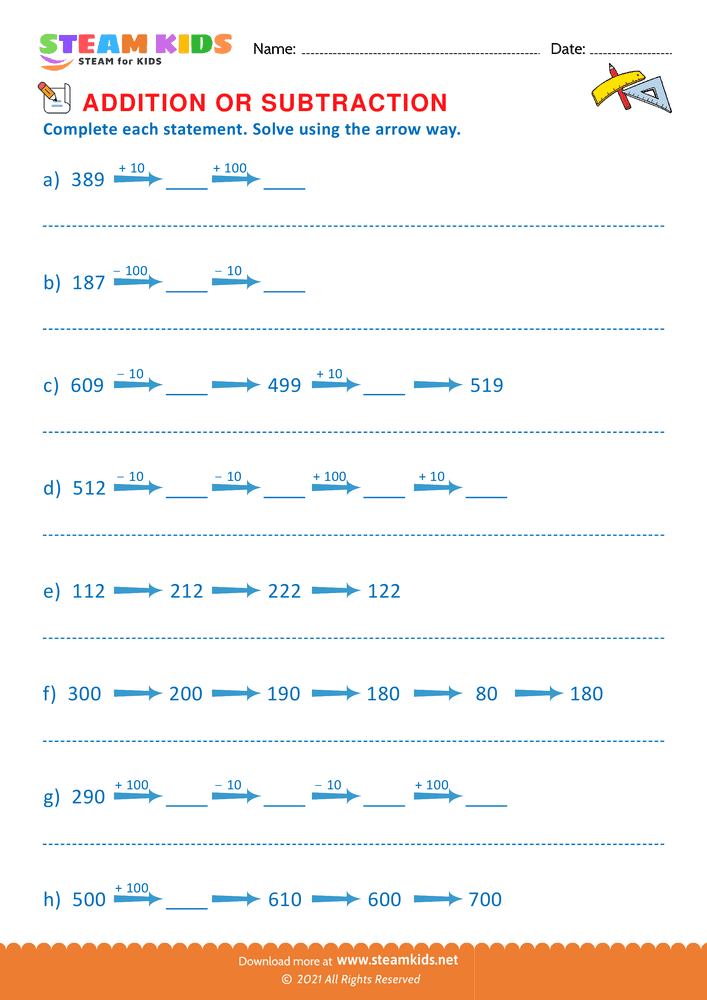Free Math Worksheet - Complete Each Statement - Worksheet 17