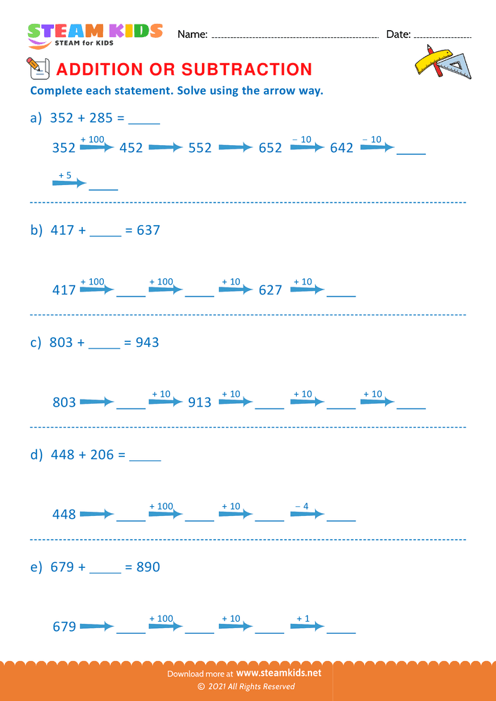 Free Math Worksheet - Complete Each Statement - Worksheet 20