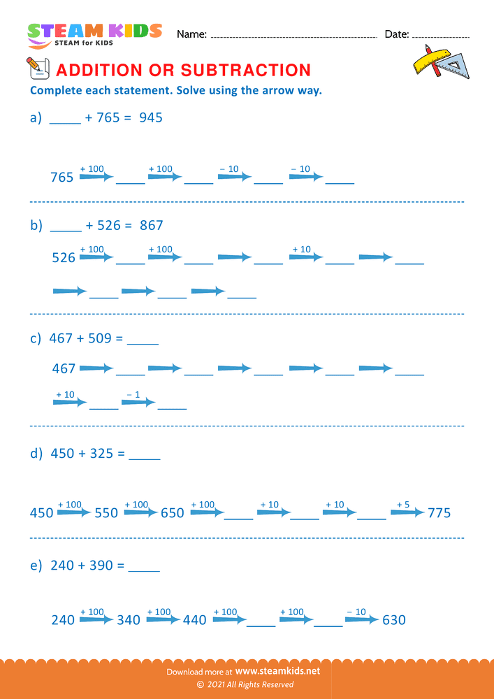 Free Math Worksheet - Complete Each Statement - Worksheet 21