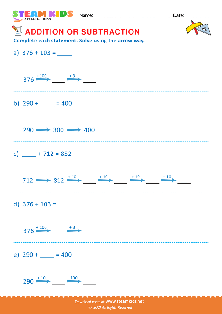 Free Math Worksheet - Complete Each Statement - Worksheet 22