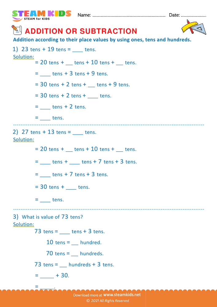 Free Math Worksheet - Addition or subtraction - Worksheet 23