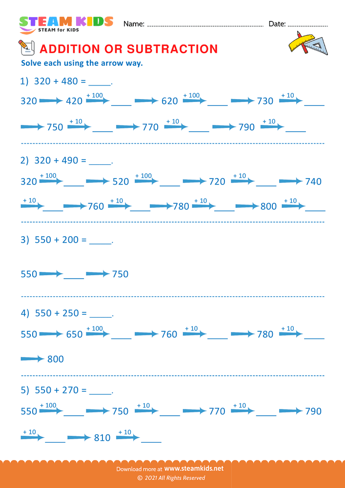 Free Math Worksheet - Addition or subtraction - Worksheet 27