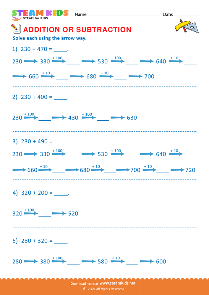 Free Math Worksheet - Addition or subtraction - Worksheet 28