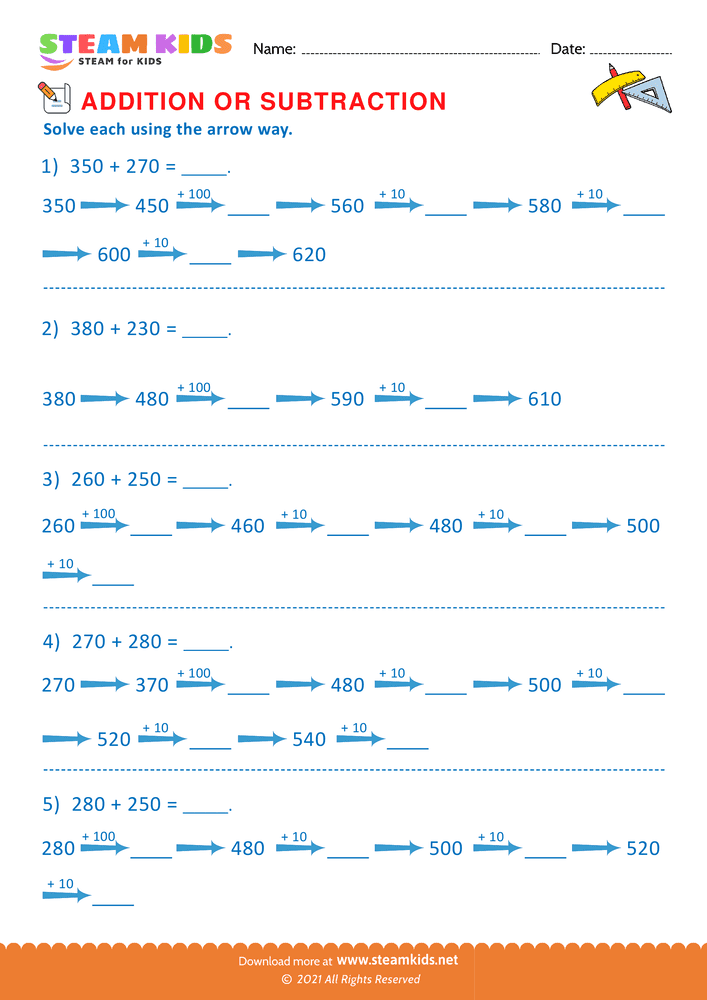 Free Math Worksheet - Addition or subtraction - Worksheet 30