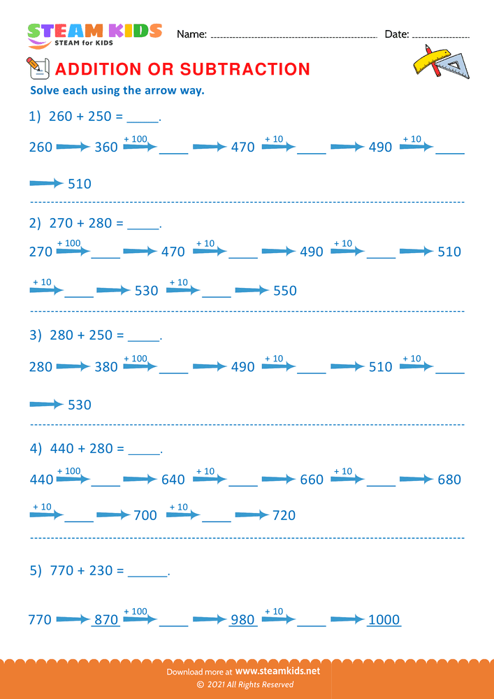 Free Math Worksheet - Addition or subtraction - Worksheet 31