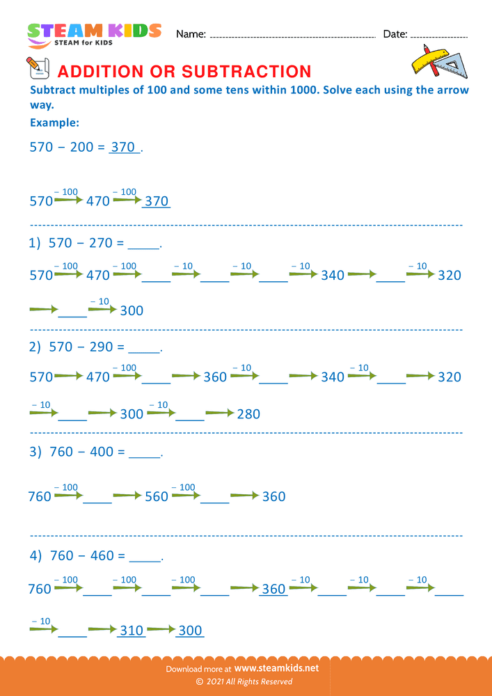 Free Math Worksheet - Addition or subtraction - Worksheet 32