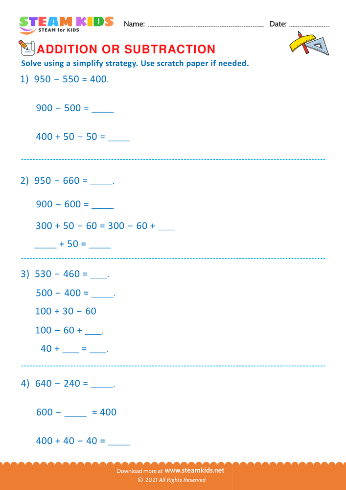 Free Math Worksheet - Addition or subtraction - Worksheet 35