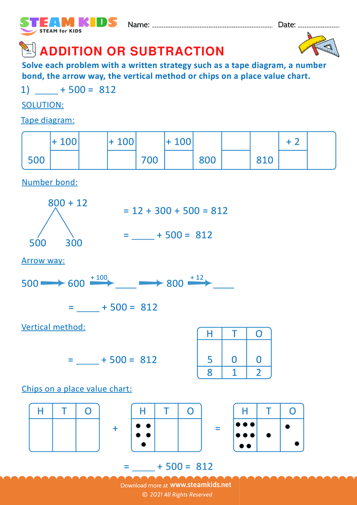 Free Math Worksheet - Addition or subtraction - Worksheet 38