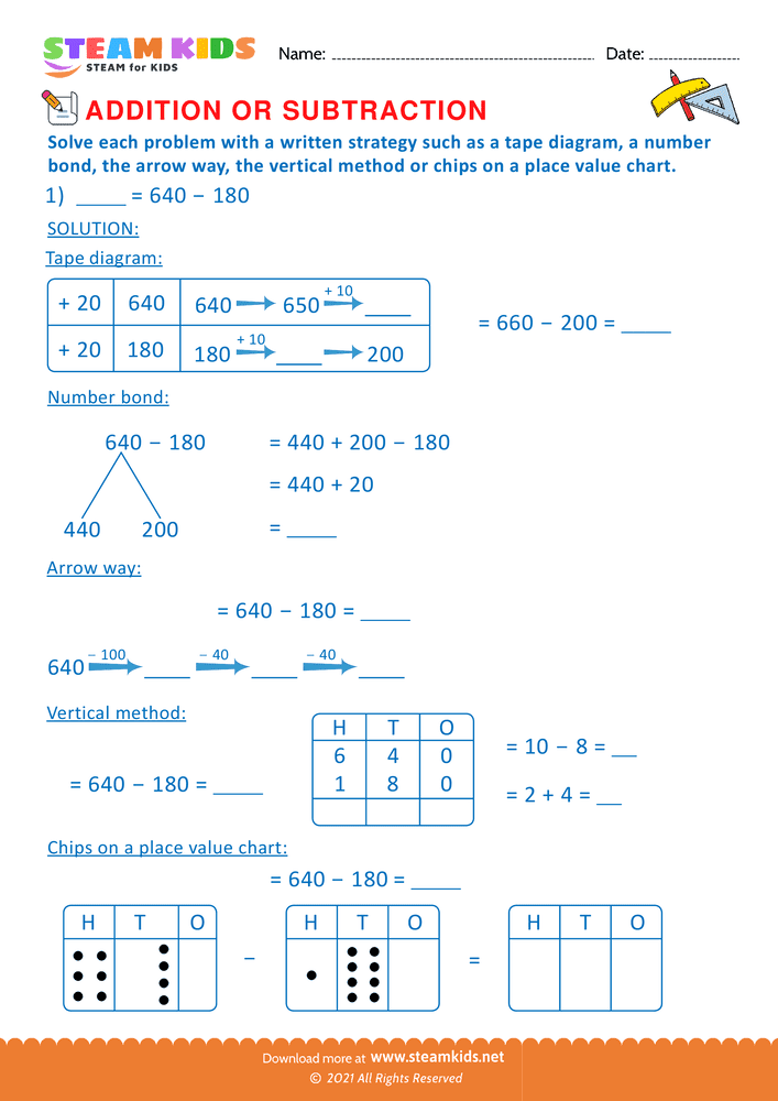 Free Math Worksheet - Addition or subtraction - Worksheet 41