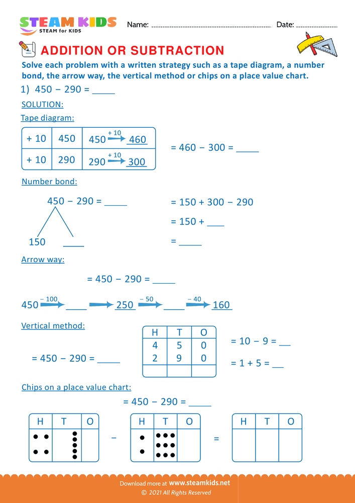 Free Math Worksheet - Addition or subtraction - Worksheet 42