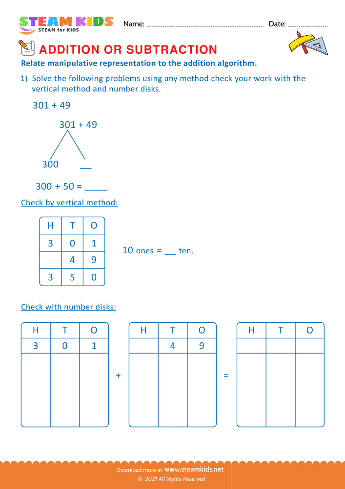 Free Math Worksheet - Addition or subtraction - Worksheet 47