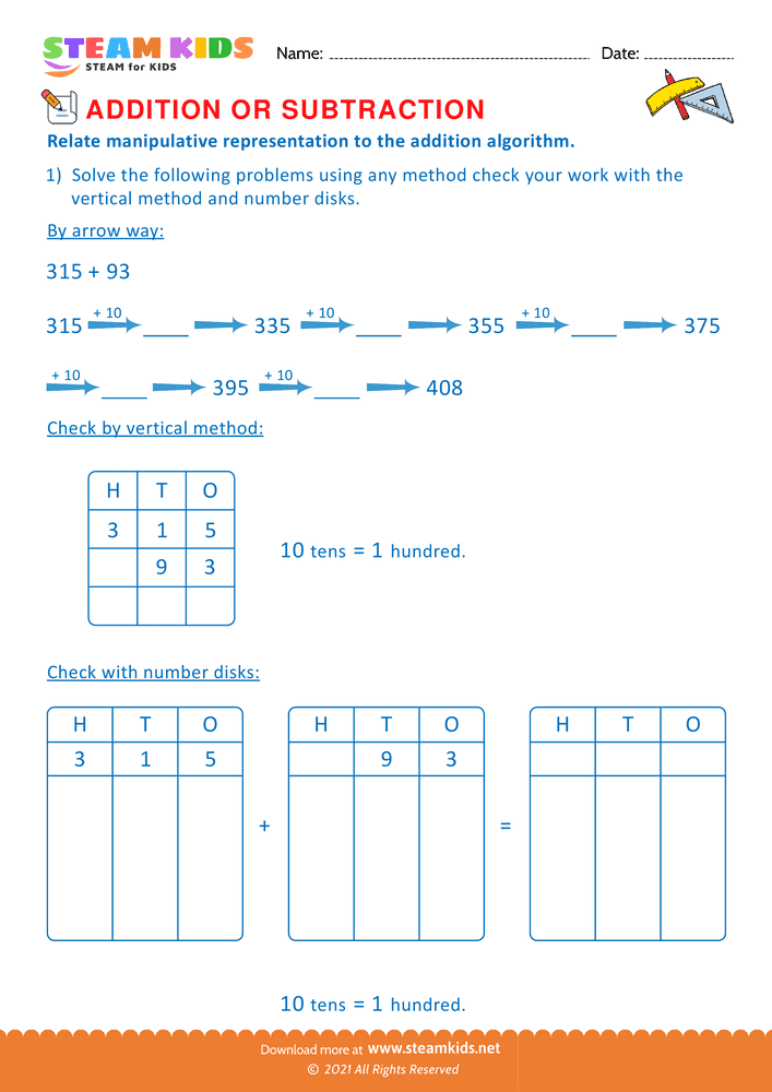 Free Math Worksheet - Addition or subtraction - Worksheet 48