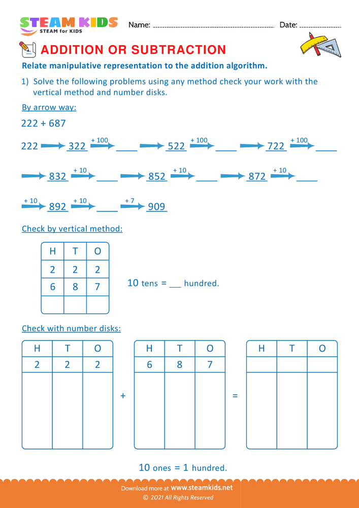 Free Math Worksheet - Addition or subtraction - Worksheet 52