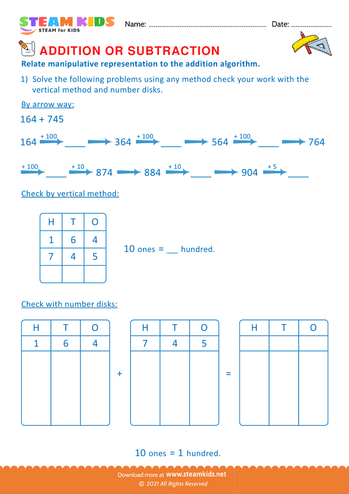 Free Math Worksheet - Addition or subtraction - Worksheet 53