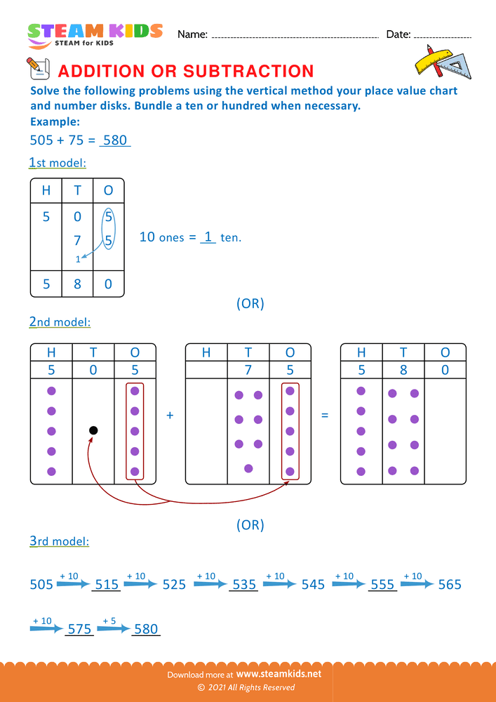 Free Math Worksheet - Addition or subtraction - Worksheet 58