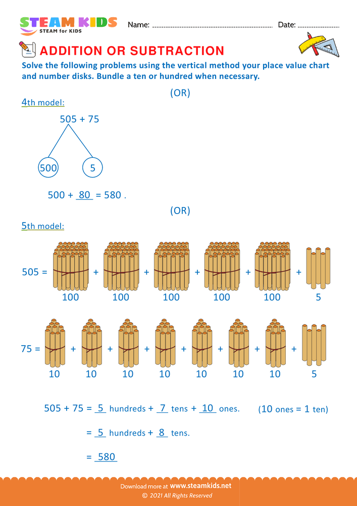 Free Math Worksheet - Addition or subtraction - Worksheet 59