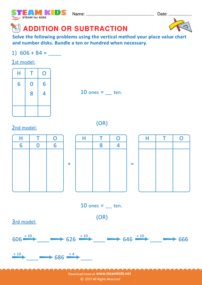 Free Math Worksheet - Addition or subtraction - Worksheet 60