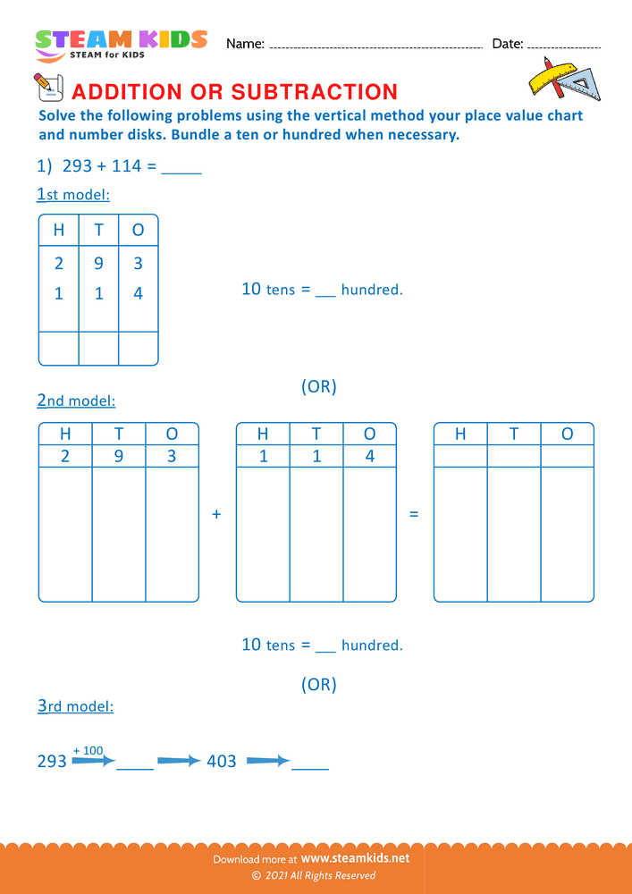 Free Math Worksheet - Addition or subtraction - Worksheet 62