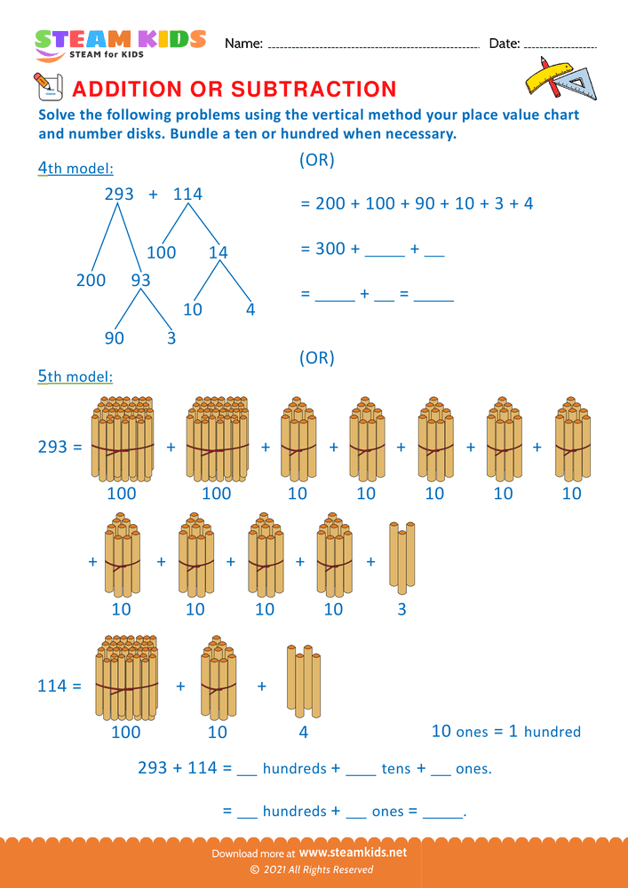 Free Math Worksheet - Addition or subtraction - Worksheet 63