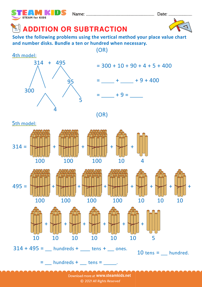 Free Math Worksheet - Addition or subtraction - Worksheet 65