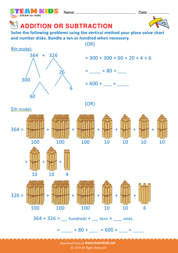 Free Math Worksheet - Addition or subtraction - Worksheet 67