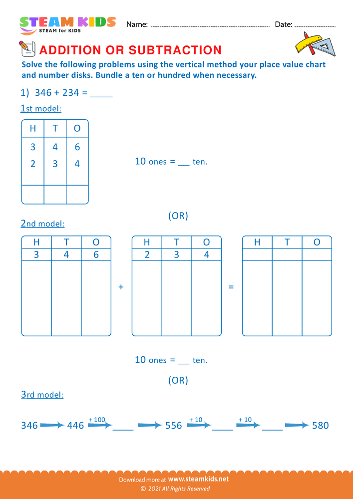 Free Math Worksheet - Addition or subtraction - Worksheet 68