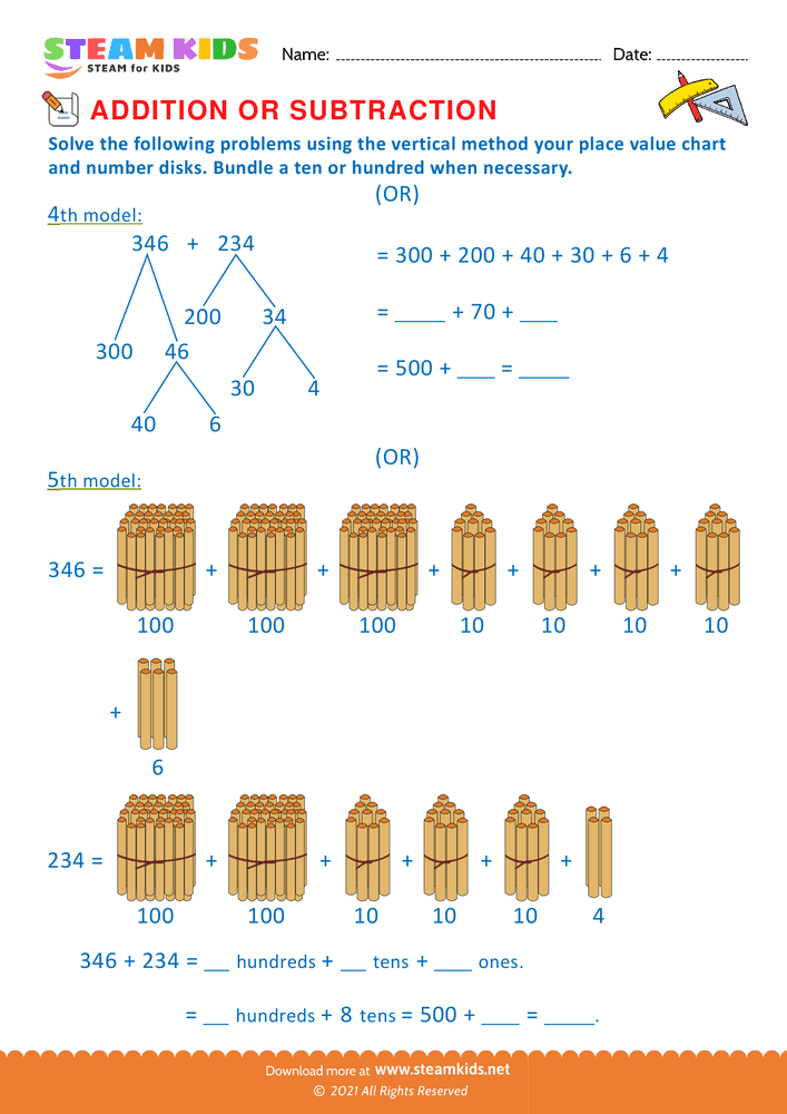 Free Math Worksheet - Addition or subtraction - Worksheet 69