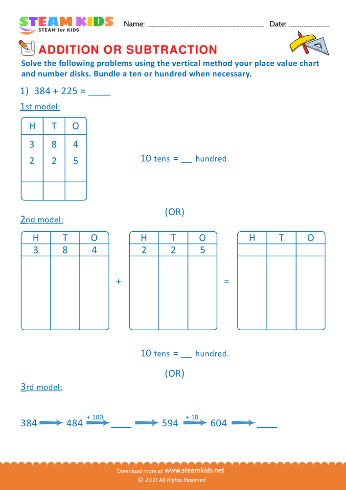 Free Math Worksheet - Addition or subtraction - Worksheet 70