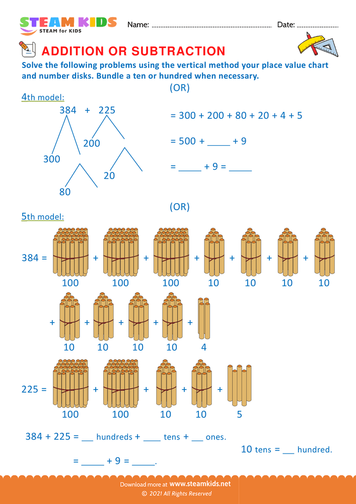 Free Math Worksheet - Addition or subtraction - Worksheet 71