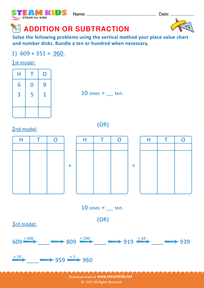 Free Math Worksheet - Addition or subtraction - Worksheet 72