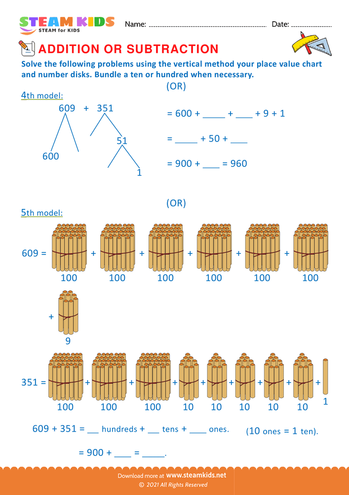 Free Math Worksheet - Addition or subtraction - Worksheet 73