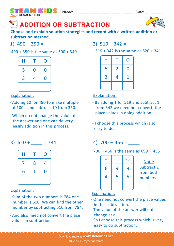 Free Math Worksheet - Addition or subtraction - Worksheet 77