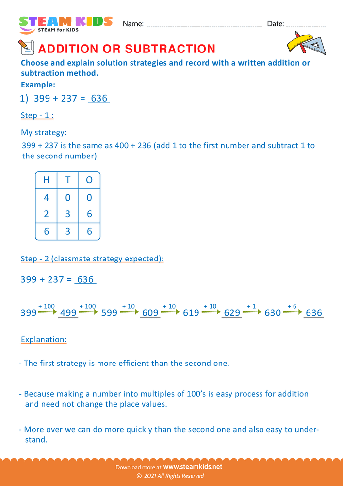 Free Math Worksheet - Addition or subtraction - Worksheet 78