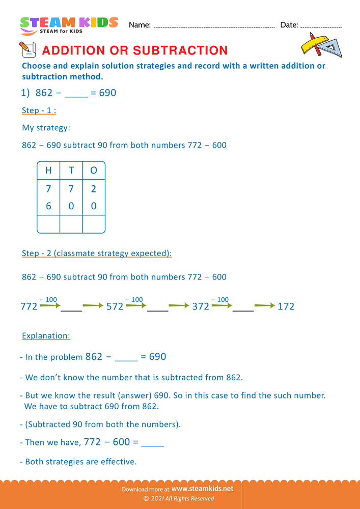 Free Math Worksheet - Addition or subtraction - Worksheet 82