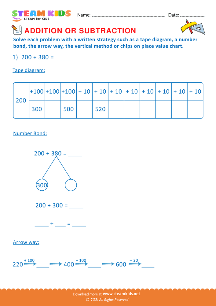 Free Math Worksheet - Addition or subtraction - Worksheet 90