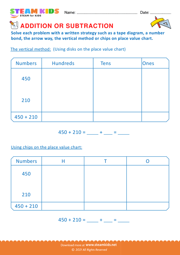 Free Math Worksheet - Addition or subtraction - Worksheet 93