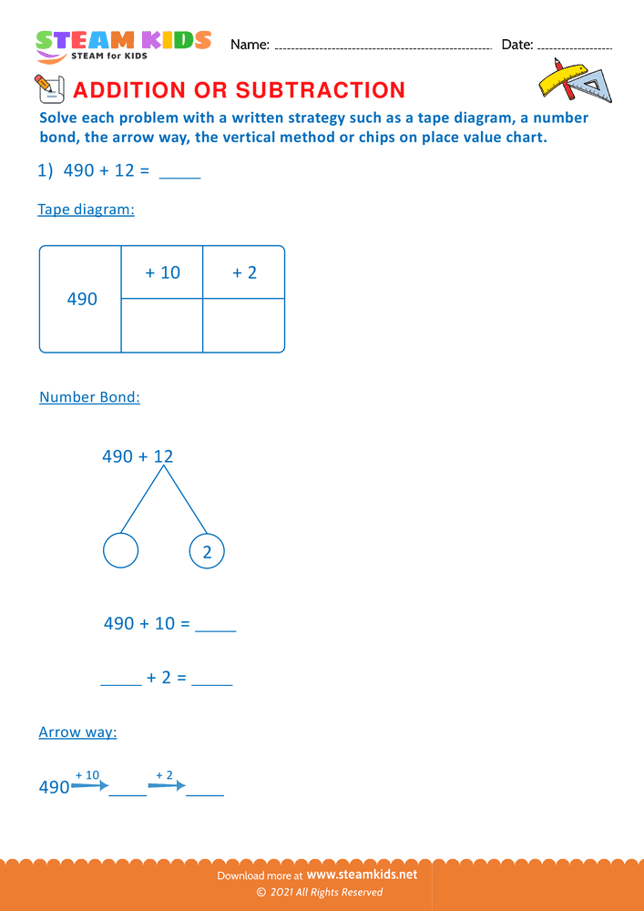 Free Math Worksheet - Addition or subtraction - Worksheet 94