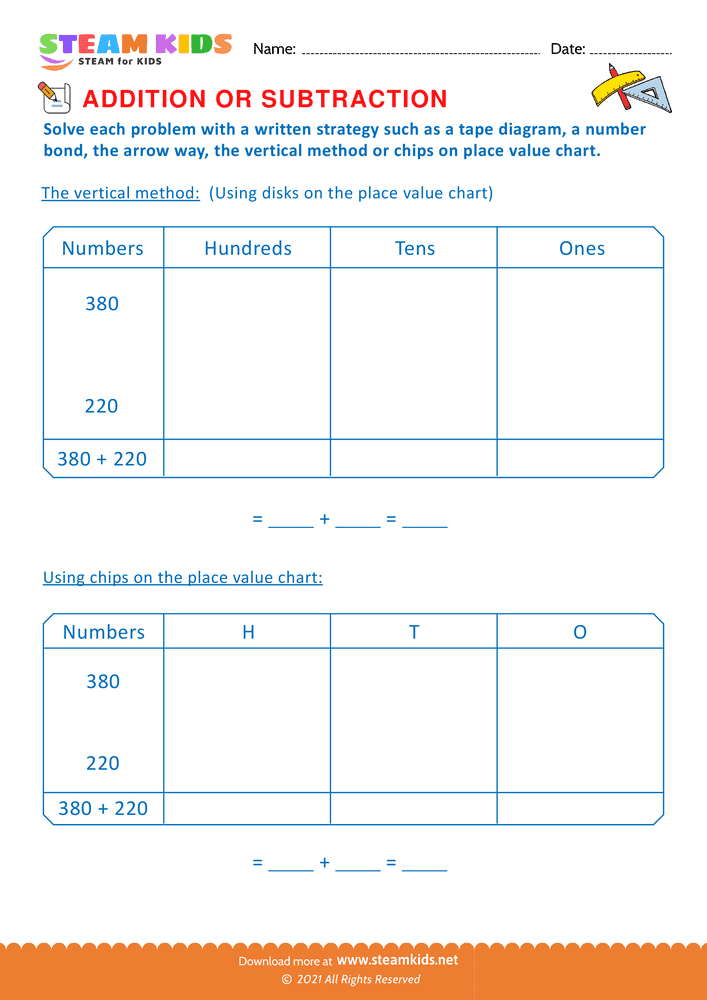 Free Math Worksheet - Addition or subtraction - Worksheet 97