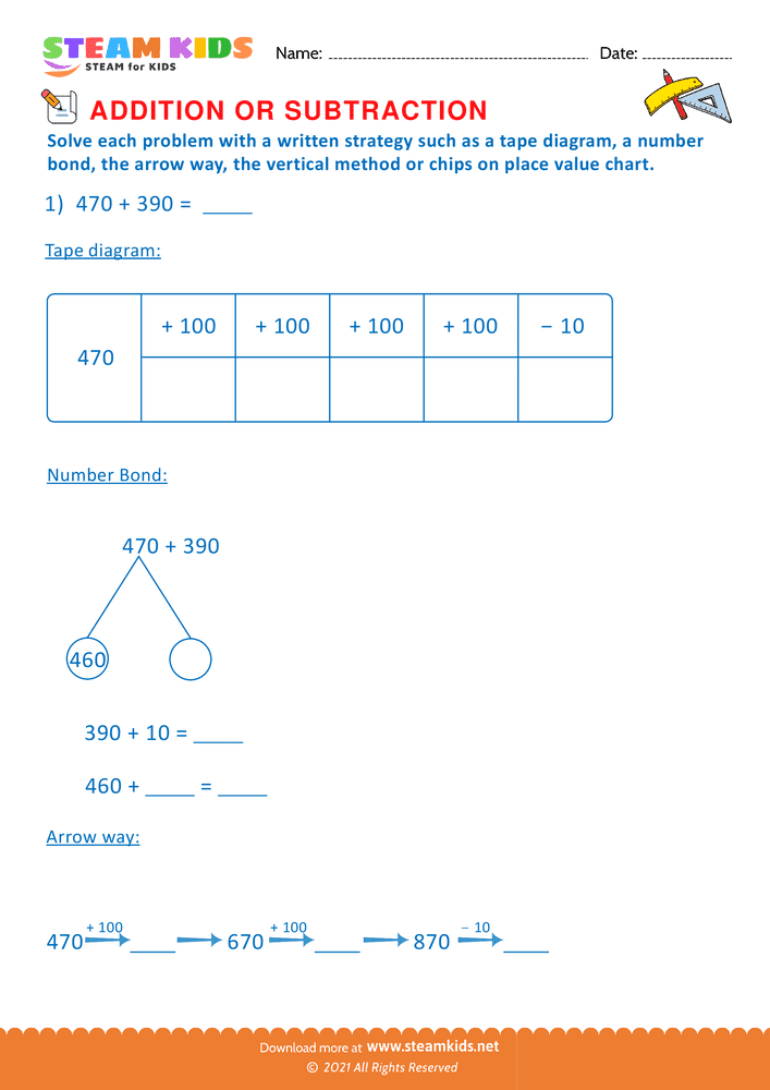 Free Math Worksheet - Addition or subtraction - Worksheet 101