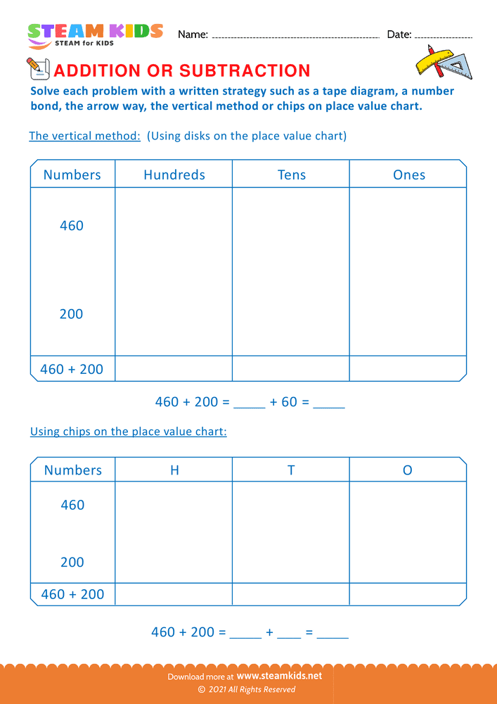 Free Math Worksheet - Addition or subtraction - Worksheet 108