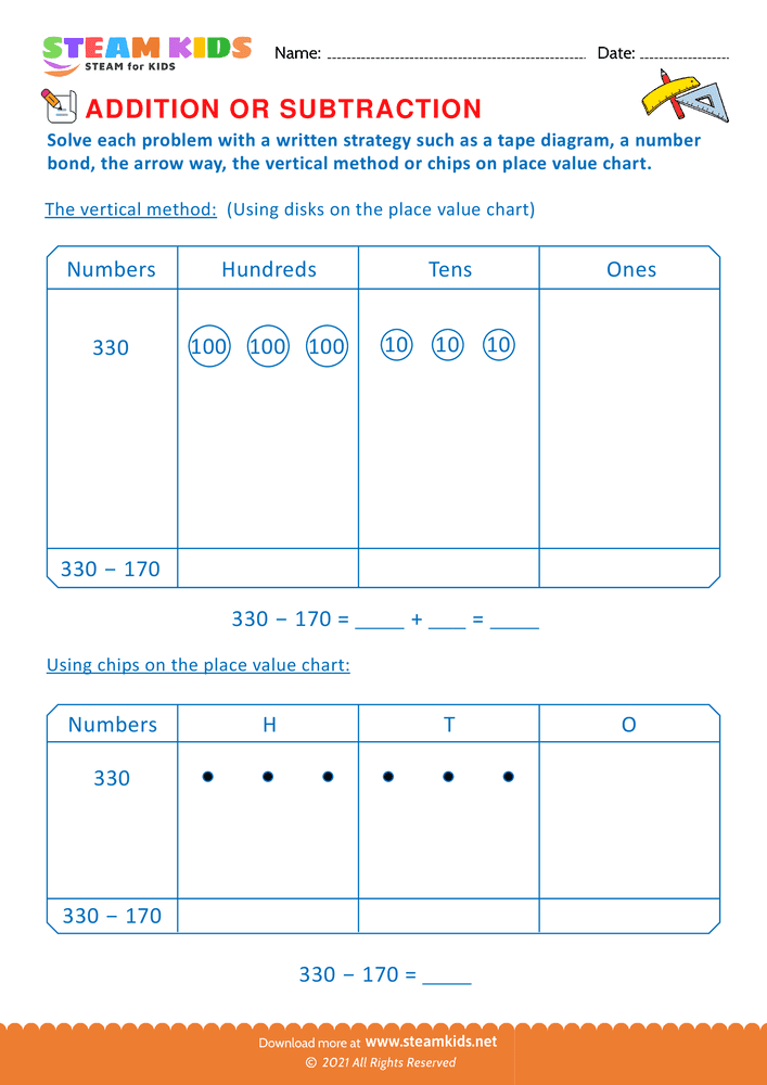 Free Math Worksheet - Addition or subtraction - Worksheet 118