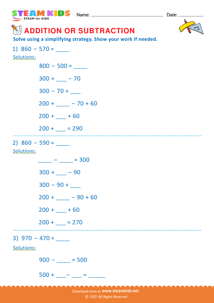 Free Math Worksheet - Addition or subtraction - Worksheet 131