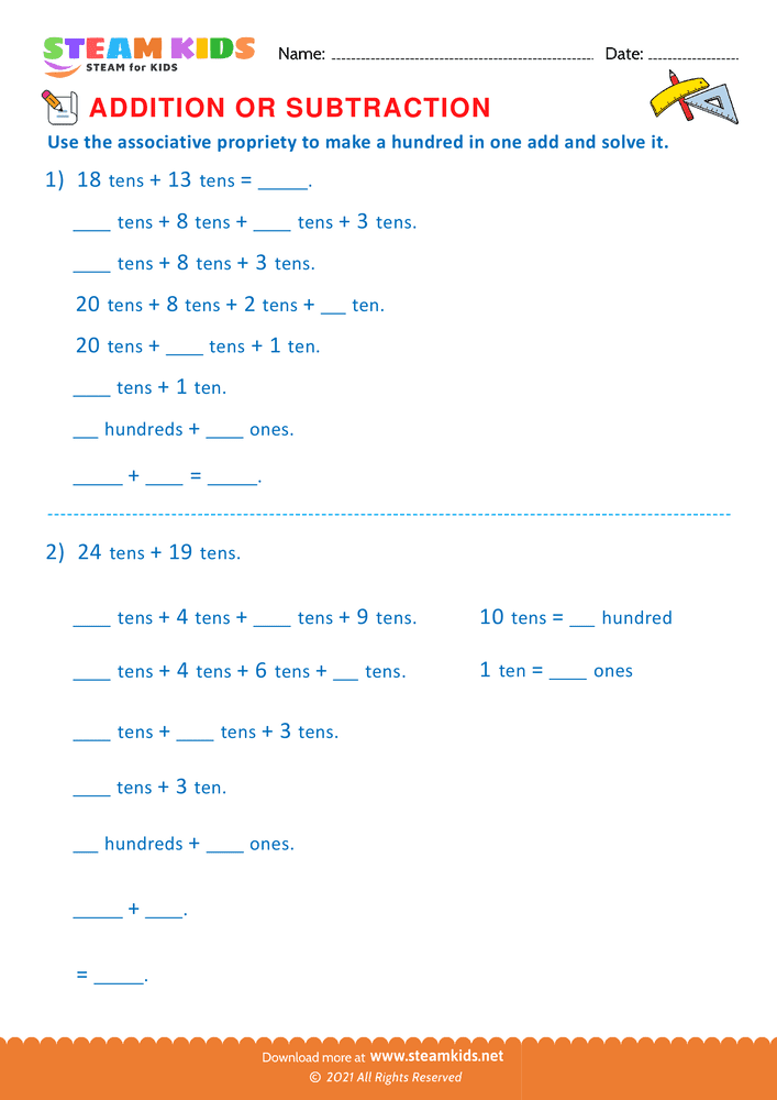 Free Math Worksheet - Addition or subtraction - Worksheet 137