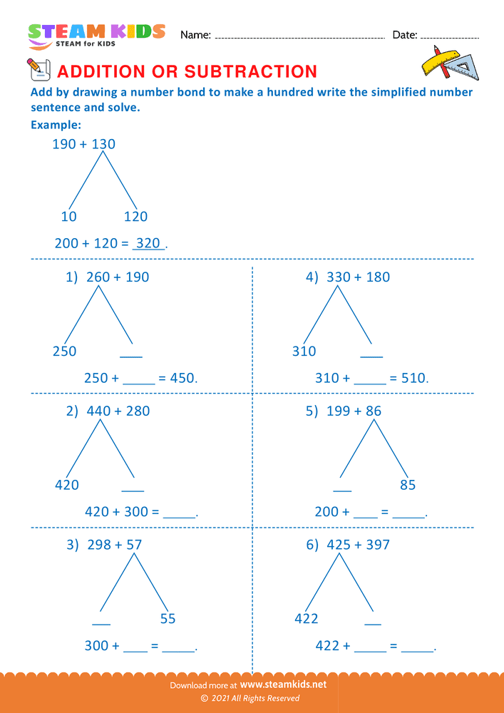 Free Math Worksheet - Addition or subtraction - Worksheet 138