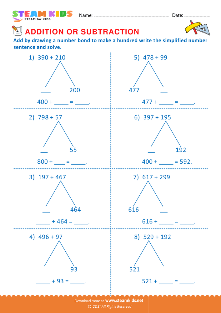 Free Math Worksheet - Addition or subtraction - Worksheet 139